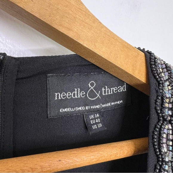 NEEDLE & THREAD Black Beaded Elegant Sleeveless Dress - Picture 4 of 6